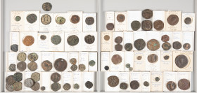 Ancient coins in lots - Byzantine coinage - Nice old collection of Byzantine bronze coinage, mainly (1/2) Folles and mainly Justinianus I, Justinus II...