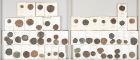 Ancient coins in lots - Byzantine coinage - Nice old collection of Byzantine bronze coinage, mainly (1/2) Folles and some Dekanummi, mainly from Mauri...