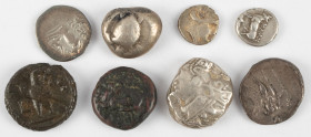 Ancient coins in lots - Miscellaneous coinage - A small lot ancients: an Alexandian Roman Tetradrachm, a Tetradrachm of Athens ('owl'), a Stater of Ae...