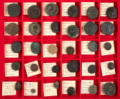 Ancient coins in lots - Miscellaneous coinage - A mixed lot ancient coins in Lindner cassette: 5 Roman Sestertii (Marcus Aurelius, Hadrianus, Severus ...
