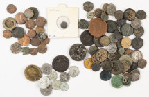Ancient coins in lots - Miscellaneous coinage - A mixed lot mainly ancient coins: 3 Roman Denarii (Marcus Aurelius and Septimius Severus), 4 AR Antoni...