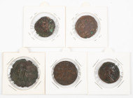 Ancient coins in lots - Miscellaneous coinage - A mixed lot ancient coins: an AE of Traianus (Antiochia, SC in wreath, GIC 1078), a Byzantine AE Folli...