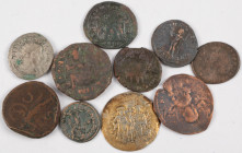 Ancient coins in lots - Miscellaneous coinage - A small lot ancient coins: 4 Antoniniani (Aurelianus, Diocletianus, Claudius II and Gordianus III), an...