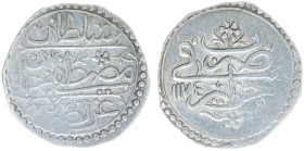 Algeria - Ottoman Empire - Mustafa III (1757-1774) - ¼ Budju AH1174 (KM27, Dam. 26CZ-G1d-1174) - Obv: 3-lines sultan’s name / Rev: mint and year - 3.3...