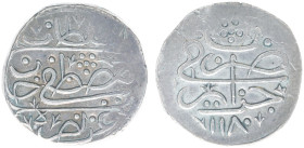 Algeria - Ottoman Empire - Mustafa III (1757-1774) - ¼ Budju AH1180 (KM27, Dam. 26CZ-G1e-1180) - Obv: 3-lines sultan’s name / Rev: mint and year - 3.3...