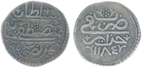 Algeria - Ottoman Empire - Mustafa III (1757-1774) - ¼ Budju AH1184 (KM27, Dam. 26CZ-G1e-1184) - Obv: 3-lines sultan’s name / Rev: mint and year - 3.2...