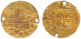 Algeria - Ottoman Empire - Mustafa III (1757-1774) - ½ Zeri Mahbub AH1176 (KM33, Dam. 26CZ-A4-1176 / ZENO 353039) - Obv: Toughra, mint, year/ Rev: 4-l...
