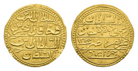 Algeria - Ottoman Empire - Mahmud II (1808-1839) - Sultani AH1243, Jaza’ir (KM66, Fr.43) - Obv: Sultan’s name, title / Rev: Mint, year etc. - Gold 3.3...