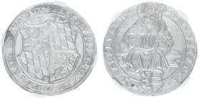 Austria - Salzburg - Ernst von Bayern (1540-1554) - Guldiner 1550 (Zöttl395, Probszt361, Dav.8168) - Obv: Quartered arms, date above, cross starts obv...