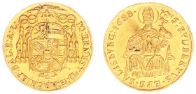 Austria - Salzburg - Johann Ernst Graf von Thun und Hohenstein (1687-1709) - Ducat 1688 (KM257, Zöttl2117, Probszt1760, Fr.833) - Obv: Hatted arms / R...