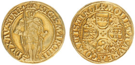 Austria - Empire - Archduke Sigismund (1446-1490) - Goldgulden nd. (1477-83), Hall (Fr.6) - Obv: Sigismund standing facing, holding scepter and sword ...