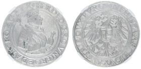 Austria - Empire - Ferdinand I (1521-1564) - Taler nd. (after 1546), Hall (Dav.8026, M./T.114, Voglh.48) - Obv: Crowned half-length bust right holding...