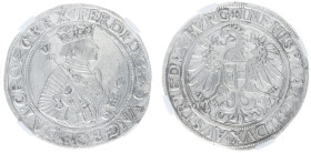 Austria - Empire - Ferdinand I (1521-1564) - Taler nd. (after 1546), Hall (Dav.8026, M./T.114, Voglh.48) - Obv: Crowned half-length bust right holding...