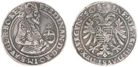 Austria - Empire - Ferdinand I (1521-1564) - Guldentaler (60 Kreuzer) 1563, Kuttenberg mint (Markl1198. Diet.42, Halacka73, Dav.37) - Obv: Half-length...
