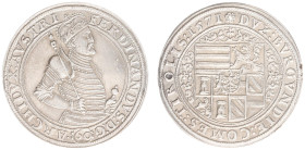 Austria - Empire - Archduke Ferdinand (1564-1595) - Guldentaler (60 Kreuzer) 1571, Hall (Dav.52, M/T203 var., Voglh.90III) - Obv: Crowned half-length ...