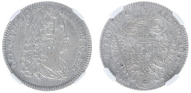 Austria - Empire - Karl VI (1711-1740) - ½ Taler 1740, Hall (KM1666, Her.588) - Obv: Laureate and draped bust right / Rev: Crowned double headed imper...