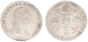 Austria - Empire - Joseph II (1765-1790) - Kronentaler 1788-A over 1784 (KM32) - Obv: Bust right / Rev: Floriated cross, steele and 3 crowns - XF, ove...