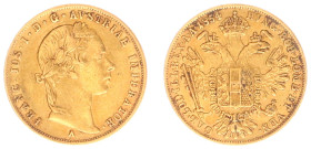 Austria - Empire - Franz Joseph I (1848-1916) - Ducat 1854-A (KM2263, Her.77, ANK1, Fr.490) - Obv: Laureate head right / Rev: Crowned double imperial ...