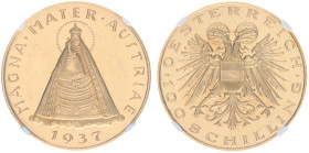 Austria - 1. Republic (1918-1938) - 100 Schilling 1937, Vienna mint (KM2857, Her.15, ANK.6, Fr.522) - Obv: Haloed double headed eagle, shield of Austr...