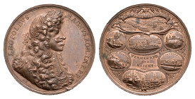 Austria - Medals & Tokens - 1687 - Medal 'Schlacht bei Sicklos' by G. Hautsch - Obv. Bust Leopold I right / Rev. Six medallions with images of conquer...