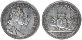Austria - Medals & Tokens - 1723 - Medal 'Coronation of Karl VI and Elisabeth in Prague' by B. Richter & A. Widemann - Obv. Conjoined busts right / Re...