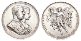 Austria - Medals & Tokens - 1881 - Medal 'Engagement of crown prince Rudolf to Stefanie of Belgium' by J. Tautenhayn - Obv. Conjoined busts / Rev. Win...