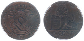 Belgium - Leopold I (1831-1865) - 5 Centimes 1850 - BRAEMT F. with dot, thin 0 (KM5.1, Aern.14) - Obv: Crowned monogram / Rev: Lion with tablet - PCGS...