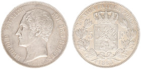 Belgium - Leopold I (1831-1865) - 5 Francs 1865 (KM24, Aern.127) - Obv: Head left / Rev: Crowned arms within wreath - VF/XF
