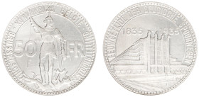 Belgium - Leopold III (1934-1950) - 50 Francs 1935-VL, pos.A - Brussels Expo and Railway Centennial (KM106.1, Aern.181) - Obv: St. Michael slaying dra...