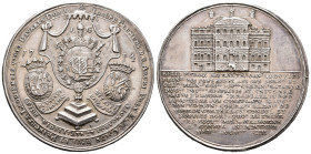 Belgium - Medals & Tokens - 1714 - Medal 'Reconstruction de l'hôtel de ville de Liège' - Obv. Perron and three crowned oval coats of arms / Rev. Hotel...