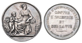 Belgium - Medals & Tokens - ND (1838) - Medal 'Compagnie d'assurances générales' by Braemt - Obv. Female figure seated against safe, naked youth stand...
