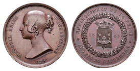 Belgium - Medals & Tokens - 1843 - Medal 'Visit of queen Victoria to Antwerp' - Obv. Bust of queen Victoria left / Rev. Crowned coat of arms within wr...