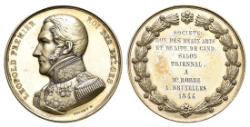 Belgium - Medals & Tokens - 1844 - Prize medal Leopold I by J. Braemt - Obv. Uniformed bust left / Rev. Field for engravings within wreath - Gilt silv...