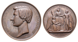 Belgium - Medals & Tokens - 1853 - Medal 'Majorité du Duc de Brabant' by L. Wiener - bronze 75 mm - aFDC