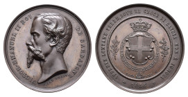 Belgium - Medals & Tokens - 1855 - Medal 'Victor-Emanuel II's intervention in Crimea' by L. Hart - Obv. Portrait left - Rev. Crowned coat of arms with...