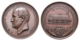 Belgium - Medals & Tokens - 1858 - Medal 'Inauguration du chemin de fer du Luxembourg' by L. Wiener - Obv. Portrait of Victor Tesch left / Rev. Locomo...