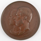 Belgium - Medals & Tokens - 1859 - Medal 'Naissance du Comte de Hainaut' by L. Wiener - Obv. Conjoined busts Leopold II and Maria Henriette / Rev. Han...