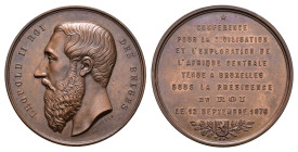 Belgium - Medals & Tokens - 1876 - Medal 'Conférence de Bruxelles pour l'exploration de l'Afrique centrale' by J. Würden - bronze 50 mm - XF - Rare