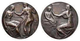 Belgium - Medals & Tokens - 1938 - Medal 'Centenaire Etablissements Emile Bruylant' by F. Huygelen - Obv. Draped woman writing in book, other woman si...