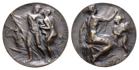 Belgian Congo - Medals & Tokens - 1921 - Medal 'Souvenirs des Évènements de 1914-1918 au Congo Belge' by F. Huygelen (VanCraen.88) - Obv. Draped and h...