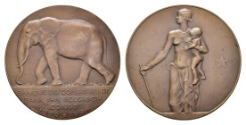 Belgian Congo - Medals & Tokens - 1934 - Medal '25th Ann. Banque du Congo Belge' by A. Bonnetain (VanCraen.141) - Obv: Elephant walking left / Rev: Co...