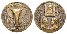 Belgian Congo - Medals & Tokens - 1935 - Medal 'Tribute to the Creators of Belgian and French Congo' by E.H. Becker (VanCraenenbroeck74) - Obv: Large ...