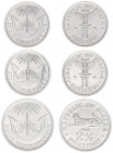 Biafra - Shilling (2x) and 2½ Shillings 1969 (KM2/4) - Obv: Radiant sun, tree and horseshoe design / Rev: Eagle and lion - UNC, 3 pieces total