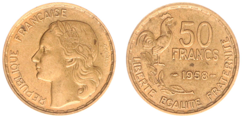 France - Fourth Republic (1947-1958) - 50 Francs 1958 (KM918.1, Gad.880) - Obv: ...