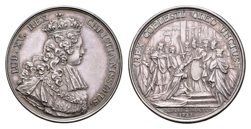 France - Medals, Tokens & Jetons - 1722 - Medal 'Consecration of king Louis XV i...