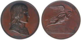 France - Medals, Tokens & Jetons - 1796 - Medal 'Battaille de Montenotte' by Gayrard & Jeuffroy - Obv. Bust Napoleon right / Rev. Angel over globe / E...