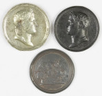 France - Medals, Tokens & Jetons - ND - Iron medaillon Napoleon, portrait left, by Andrieu, 68 mm, with tin incuse casting - added a tin casting of th...