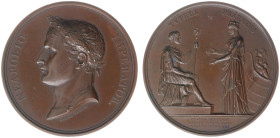 France - Medals, Tokens & Jetons - 1804 - Medal 'Coronation of Napoleon' by Galle & Jeuffroy - Obv. Portrait Napoleon left - Rev. Napoleon seated hono...