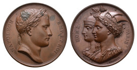 France - Medals, Tokens & Jetons - 1809 - Medal 'Unification de France et Rome' by Andrieu & Depaulis - Obv. Portrait Napoleon right / Rev. Conjoint b...
