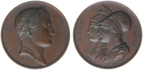 France - Medals, Tokens & Jetons - 1809 - Medal 'Unification de France et Rome' by Depaulis - Obv. Portrait Napoleon right / Rev. Conjoint busts of Ro...